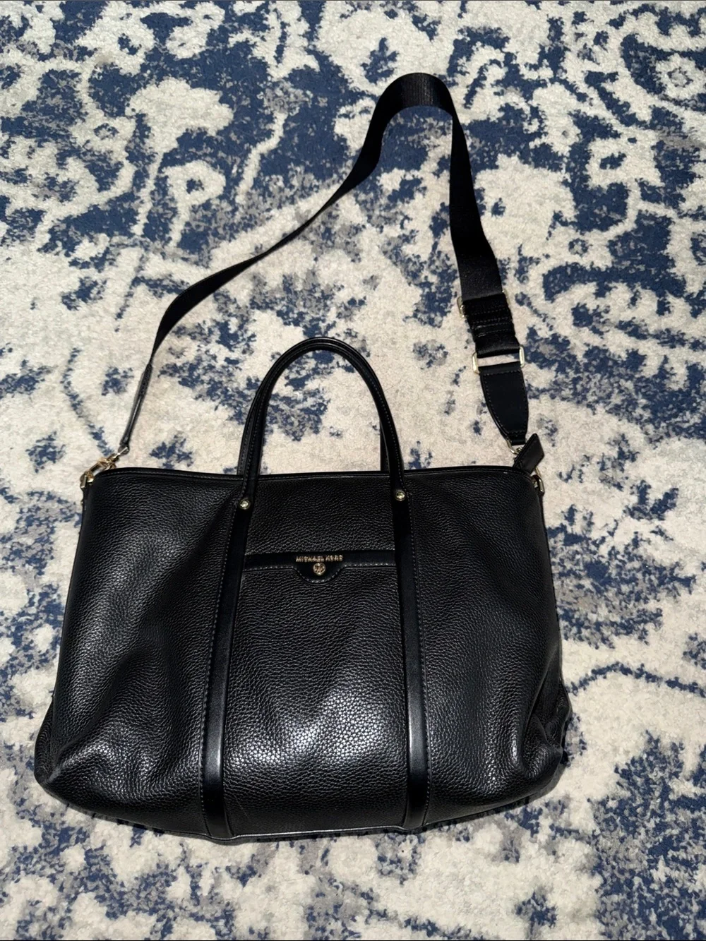 Michael Kors Black Pebbled Leather Tote with Shoulder Strap
